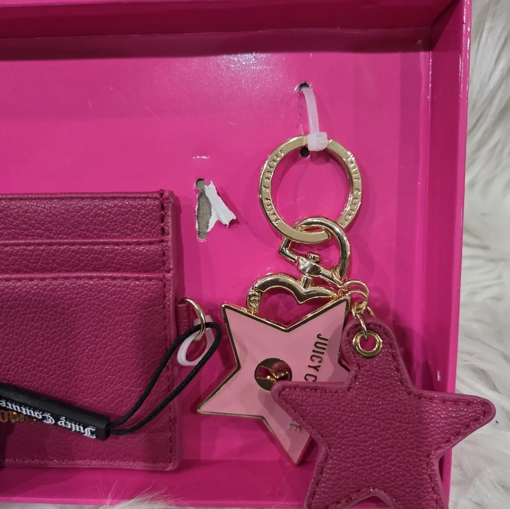 💕▪️Juicy Couture ▪️UK EXCLUSIVE Pink  Card Holder and Star Keychain Set